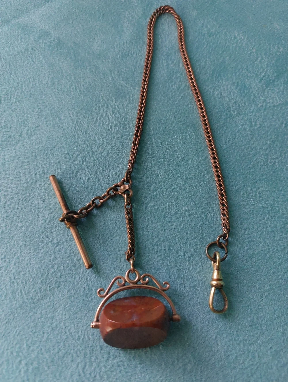 Victorian-era Albert Pocket Watch Chain And Fob with Gold Decorative Spinner